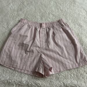 Skims Small Pale Pink Pencil Stripe Cotton Poplin Shorts NWT Cotton Clean Core
